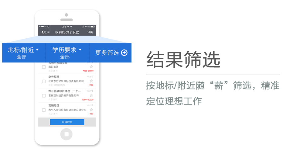 按地標/附近隨“薪”篩選，精準定位理想工作