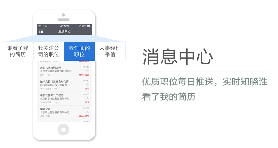 優(yōu)質職位每日推送，實時知曉誰看了我的簡歷